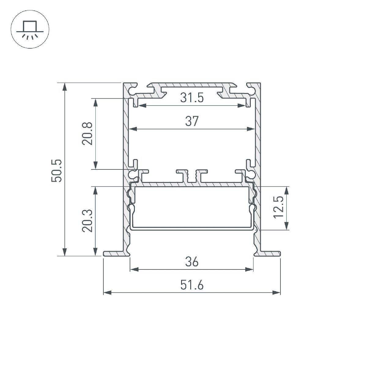 Алюминиевый профиль Arlight SL-LINIA52-3L-F-2000 ANOD 044682 в Санкт-Петербурге