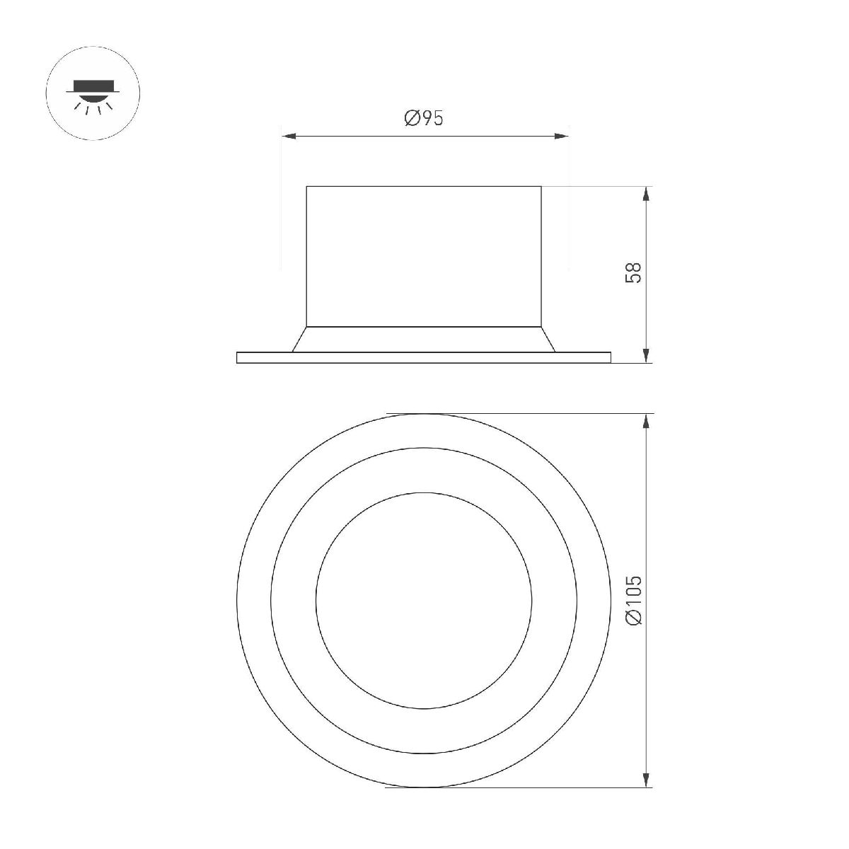 Встраиваемый светильник Arlight MS-DROP-BUILT-R105-14W Warm3000 (BK, 85 deg, 230V) 041495 в Санкт-Петербурге