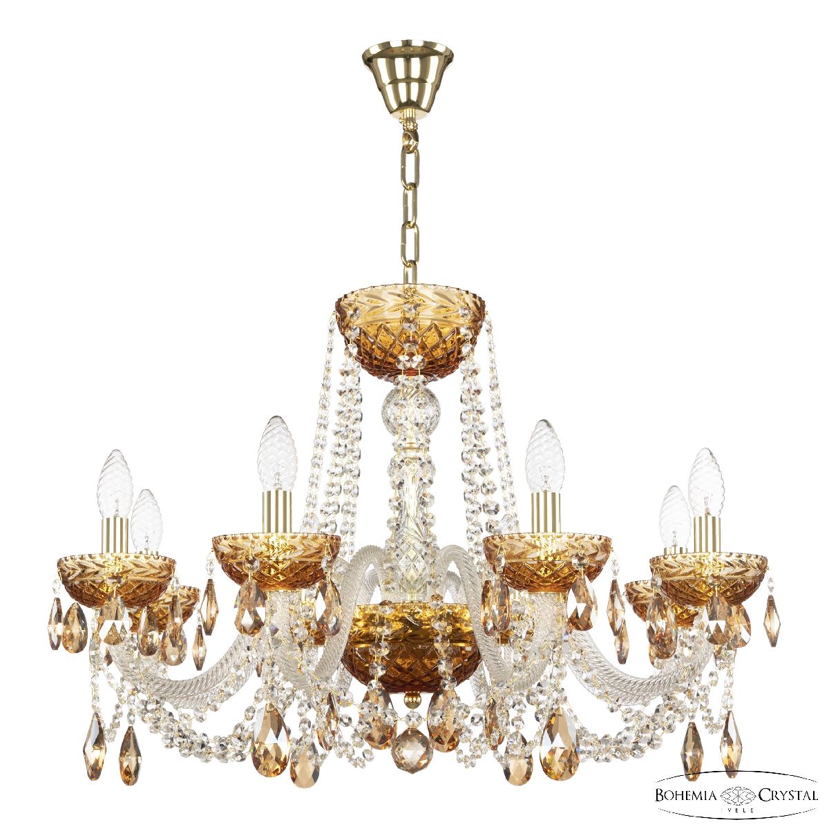 Подвесная люстра Bohemia Ivele Crystal 5402/8/240 G Amber/M-1F K721 в Санкт-Петербурге