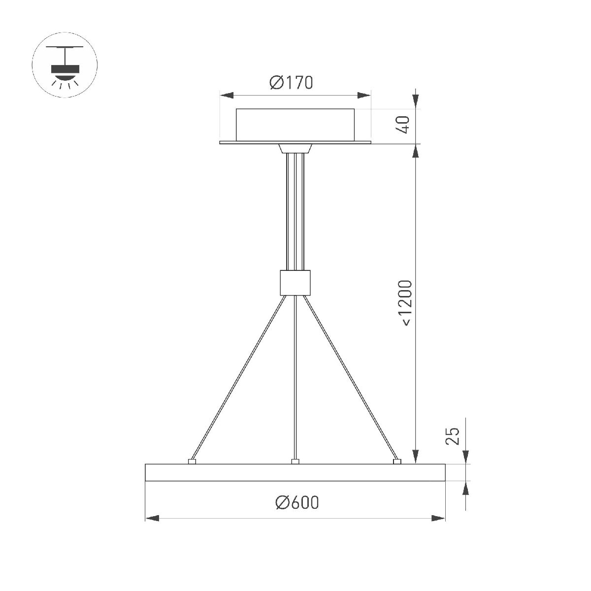 Подвесной светильник Arlight SP-CONGO-CAN-1-R600-36W Day4000 (GD, 120 deg, 230V) 046243 в Санкт-Петербурге