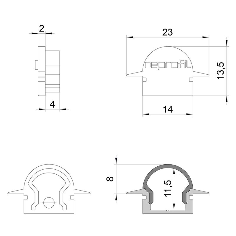 Торцевая заглушка (2 шт.) Deko-Light R-ET-01-08 979620 в Санкт-Петербурге