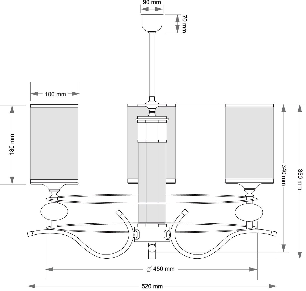 Люстра на штанге Kutek Ruta RUT-ZW-3(P/KL)TRANSPARENT в Санкт-Петербурге