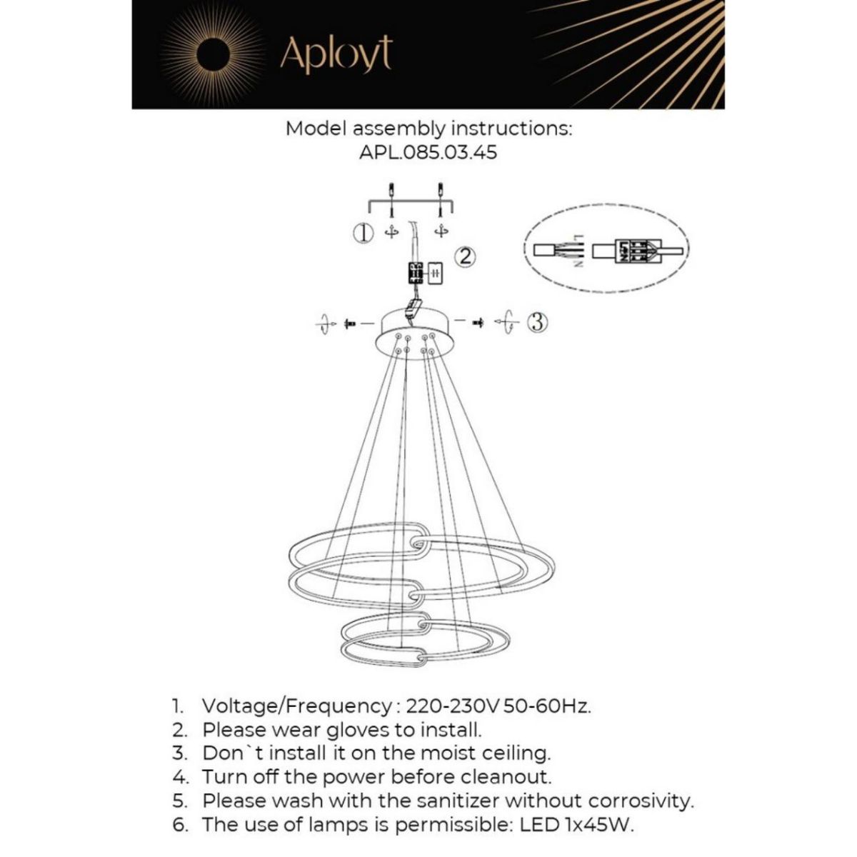 Подвесная люстра Aployt Barb APL.085.03.45 в #REGION_NAME_DECLINE_PP#