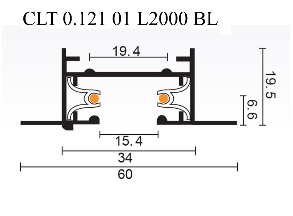 Шинопровод встраиваемый однофазный Crystal Lux CLT 0.121 01 L2000 BL в Санкт-Петербурге