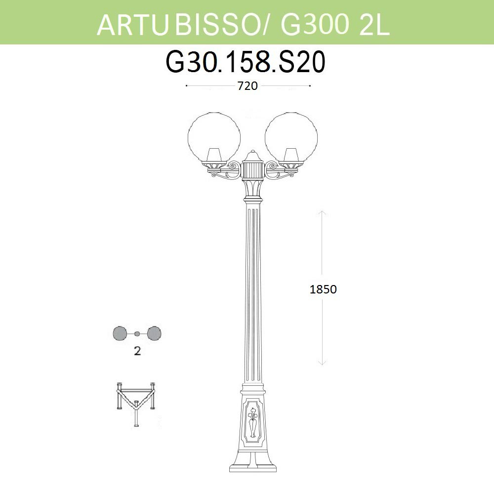 Уличный фонарь Fumagalli Artu Bisso/G300 2L G30.158.S20.BYE27 в Санкт-Петербурге