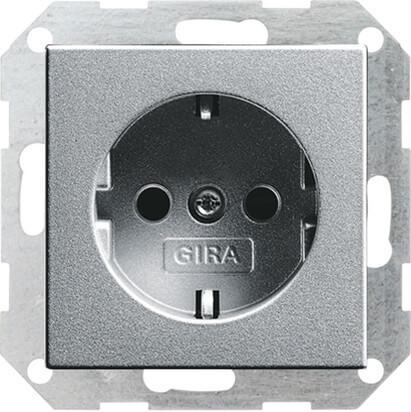 Розетка Gira System 55 Schuko с/з 16A 250V безвинтовой зажим алюминий 046626 в Санкт-Петербурге