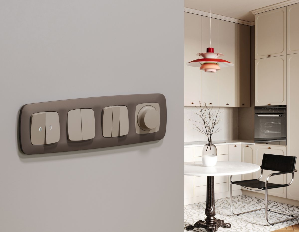 Комплект механизма 2-клавишного перекрестного выключателя Ambrella Volt 10A-250V OMEGA MO363030 Серо-бежевый матовый QUANT (OP3630, VM125) в Санкт-Петербурге