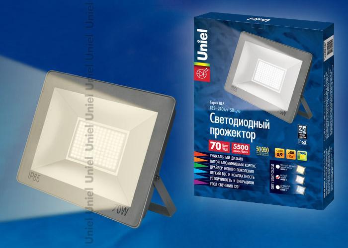 Прожектор светодиодный (UL-00001856) Uniel 70W 3000K ULF-F15-70W/WW IP65 185-240В Silver в Санкт-Петербурге