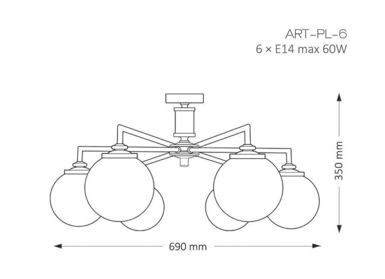 Потолочная люстра Kutek Mood Artu Glass ART-PL-6 (N) G в #REGION_NAME_DECLINE_PP#