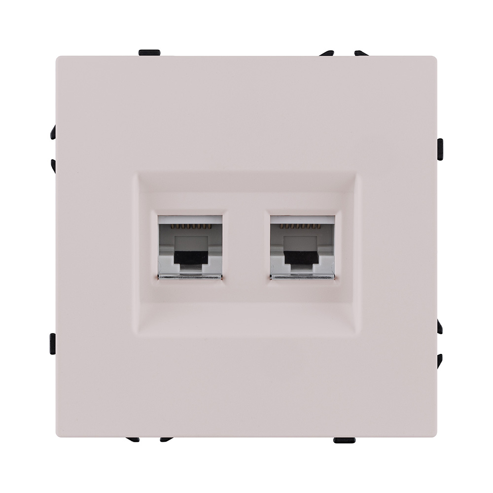 Розетка двойная Ethernet RJ45 Cat.6, кашемир матовый Kollinger Eclipse EC-018CM в #REGION_NAME_DECLINE_PP#