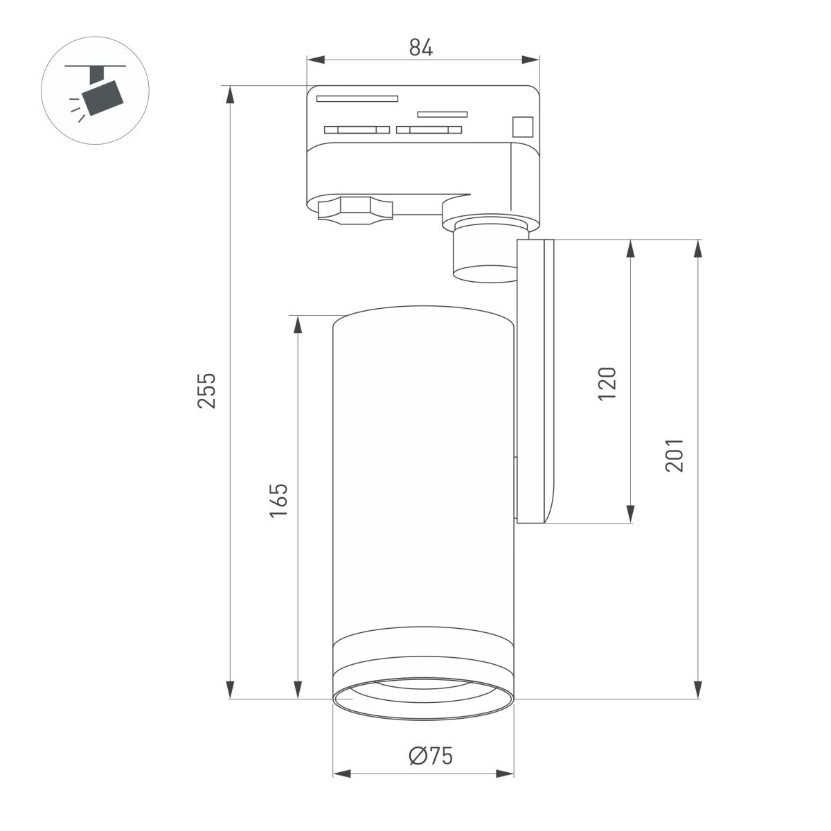 Трековый трехфазный светильник Arlight LGD-URANUS-4TR-R75-18W/25W Warm3500-MIX (BK, 20-50 deg, side holder, 230V) (IP20 Металл) 055807 в #REGION_NAME_DECLINE_PP#
