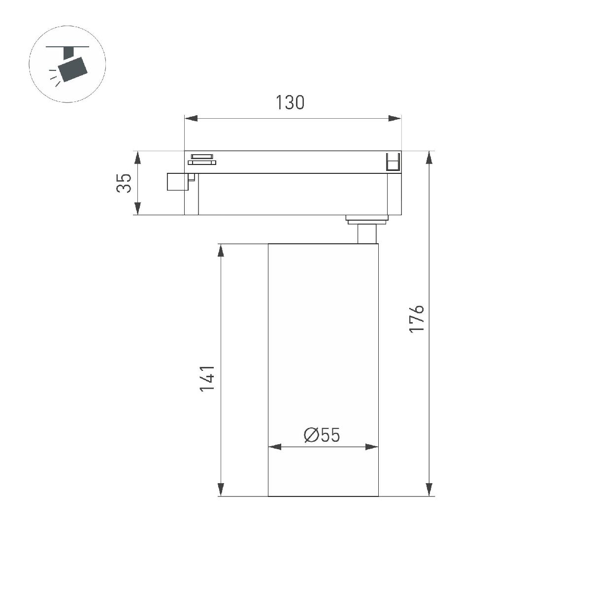 Трековый однофазный светильник Arlight LGD-GERA-2TR-R55-10W Warm3000 (WH, 36 deg, 230V) 055060 в Санкт-Петербурге