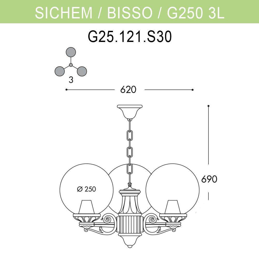 Уличный подвесной светильник Fumagalli Sichem/Bisso/G250 3L G25.120.S30.BXE27 в Санкт-Петербурге