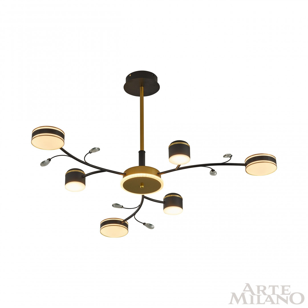 Люстра на штанге Arte Milano Ferrara 276240/6+1 BK/GD в #REGION_NAME_DECLINE_PP#