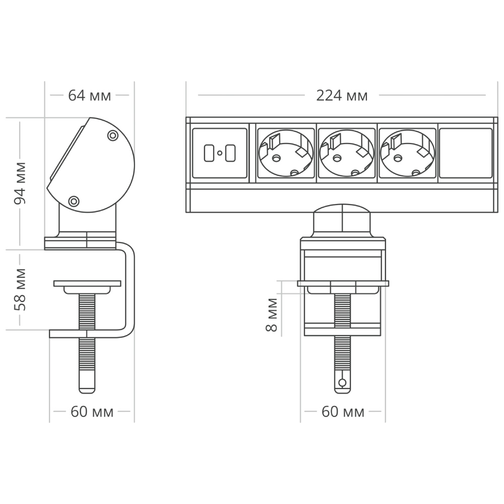 Блок розеток 102 (3 секции и 2 USB) Mebax 00-00001175 в Санкт-Петербурге