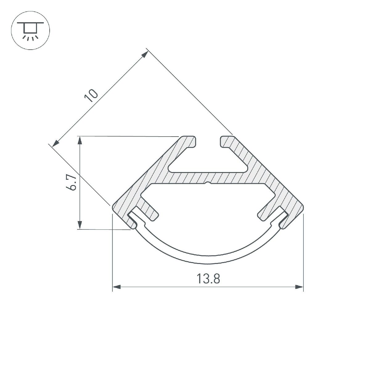 Алюминиевый профиль Arlight SL-KANT-H10-2000 ANOD 049013 в Санкт-Петербурге