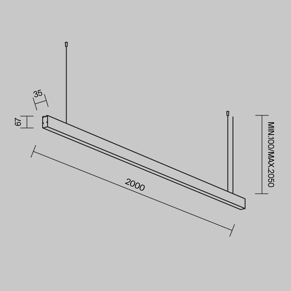 Линейный подвесной светильник Maytoni Technical 4000K 35x67 (Серебро, 2 м) LL312040 в Санкт-Петербурге