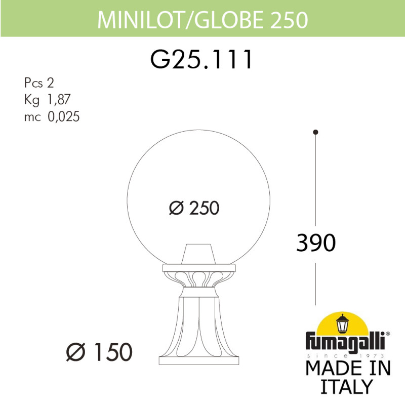 Садовый светильник Fumagalli G25.111.000.WXE27 в Санкт-Петербурге