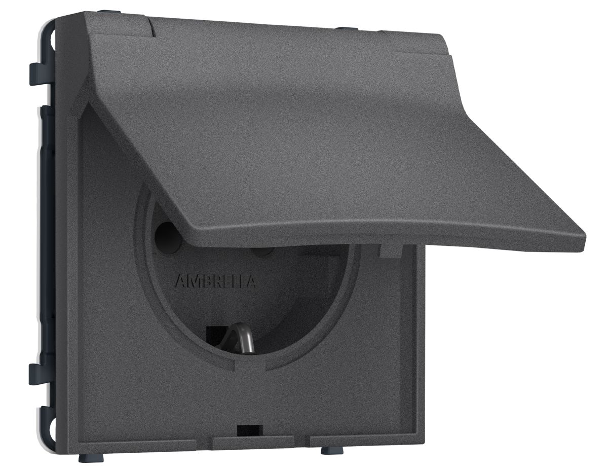 Комплект механизма электрической розетки SIGMA Антрацит серый 50Hz 2P+E с/з с/ш и крышкой IP44 16A-250V QUANT PRO Ambrella Volt MS658010 (SP6580, PR141) в #REGION_NAME_DECLINE_PP#
