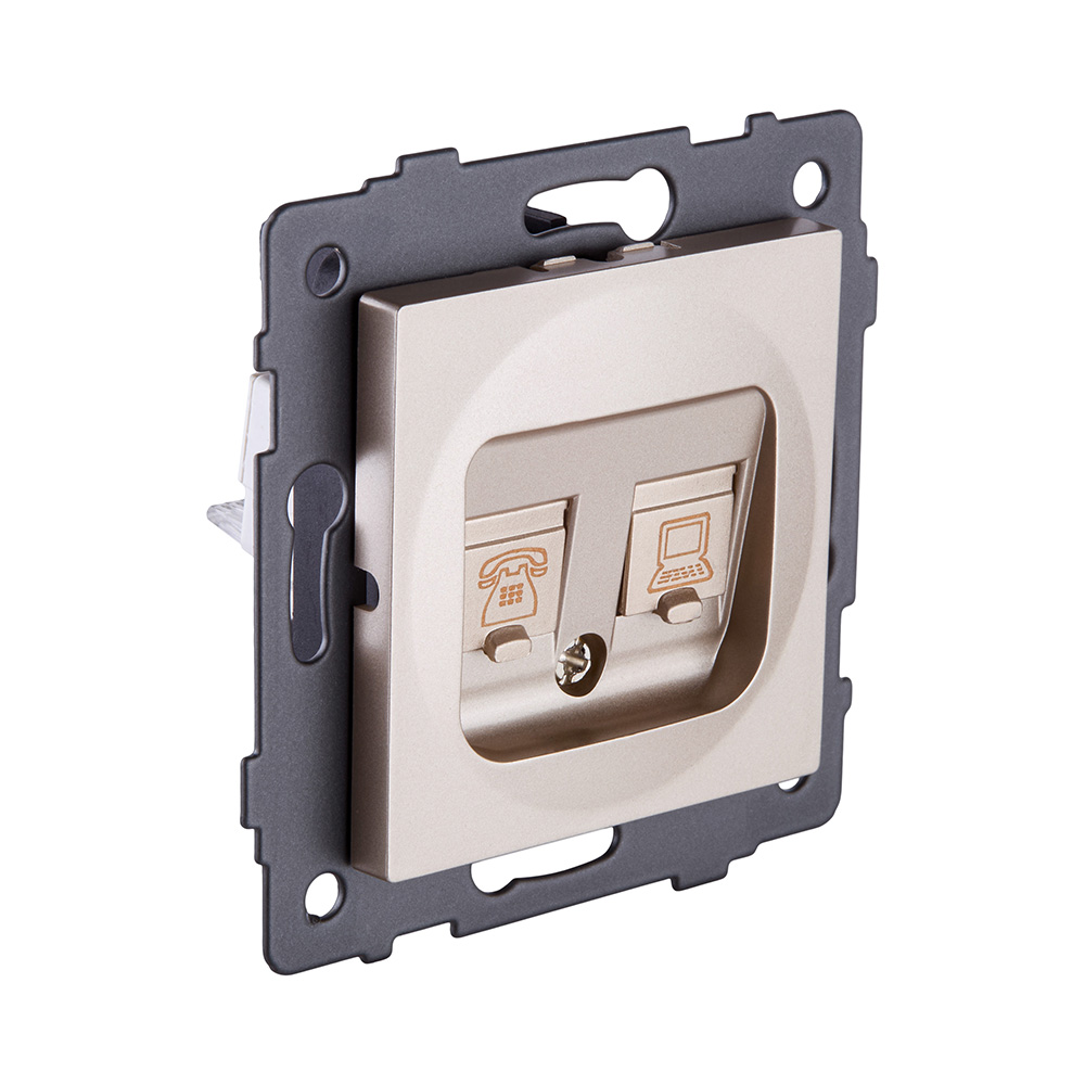 Розетка двойная RJ11 + RJ45 Cat.6, золотой Kollinger REA-011GD для Aspekt, Eleganz, Reflex в #REGION_NAME_DECLINE_PP#