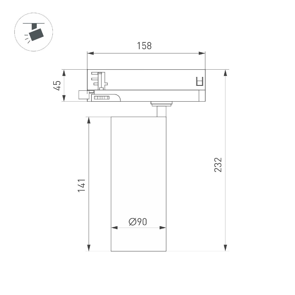 Трековый трехфазный светильник Arlight LGD-GERA-4TR-R90-30W Warm3000 (WH, 36 deg, 230V) 055183 в Санкт-Петербурге