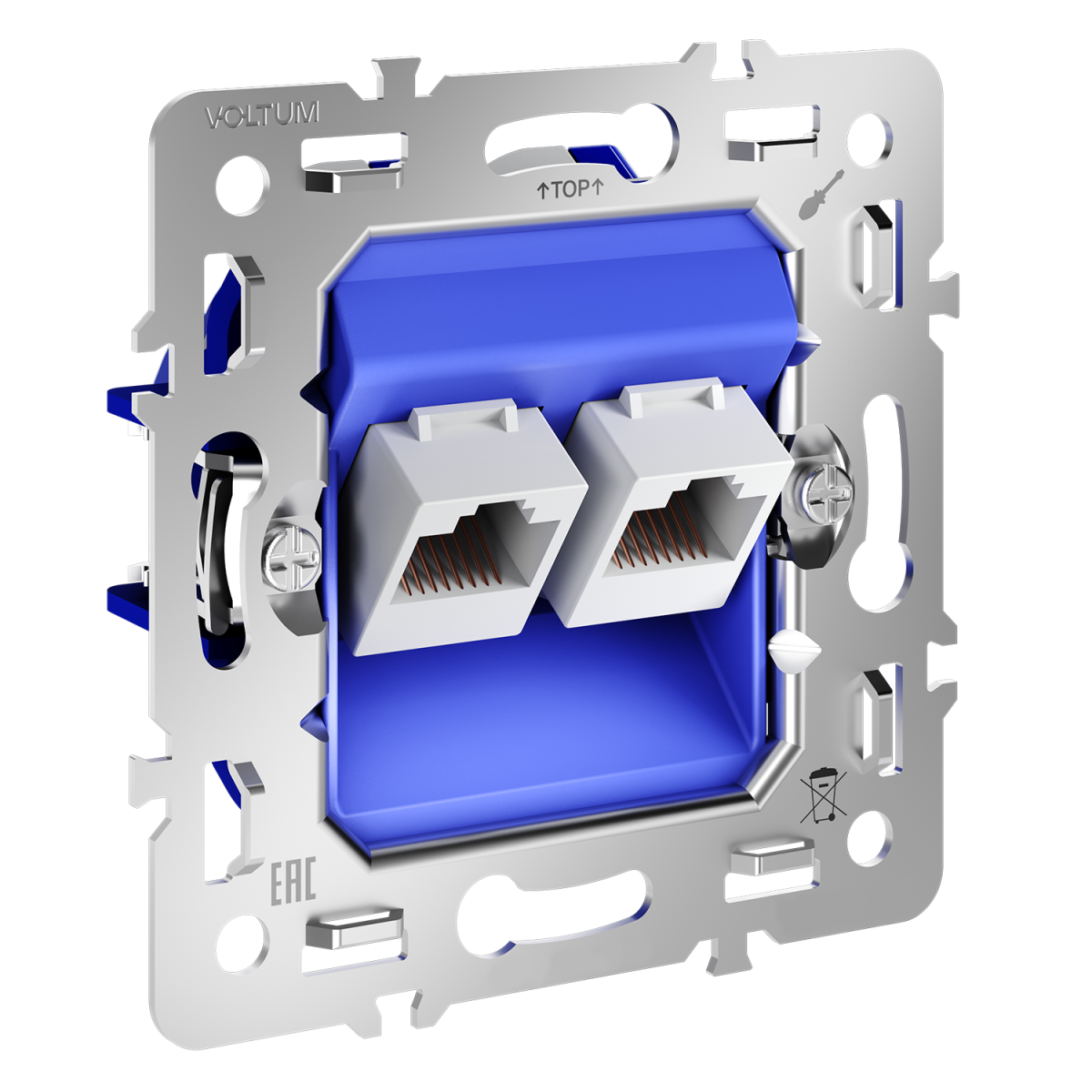 Механизм розетки компьютерной двойной RJ45+RJ45 кат.6 Voltum S70 VLS0602M в Санкт-Петербурге