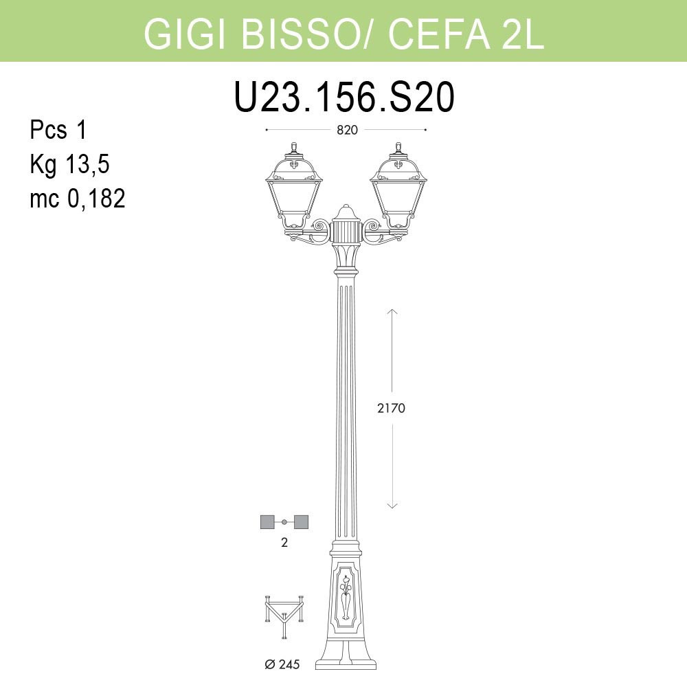 Уличный фонарь Fumagalli Gigi Bisso/Cefa 2L U23.156.S20.BYF1R в Санкт-Петербурге