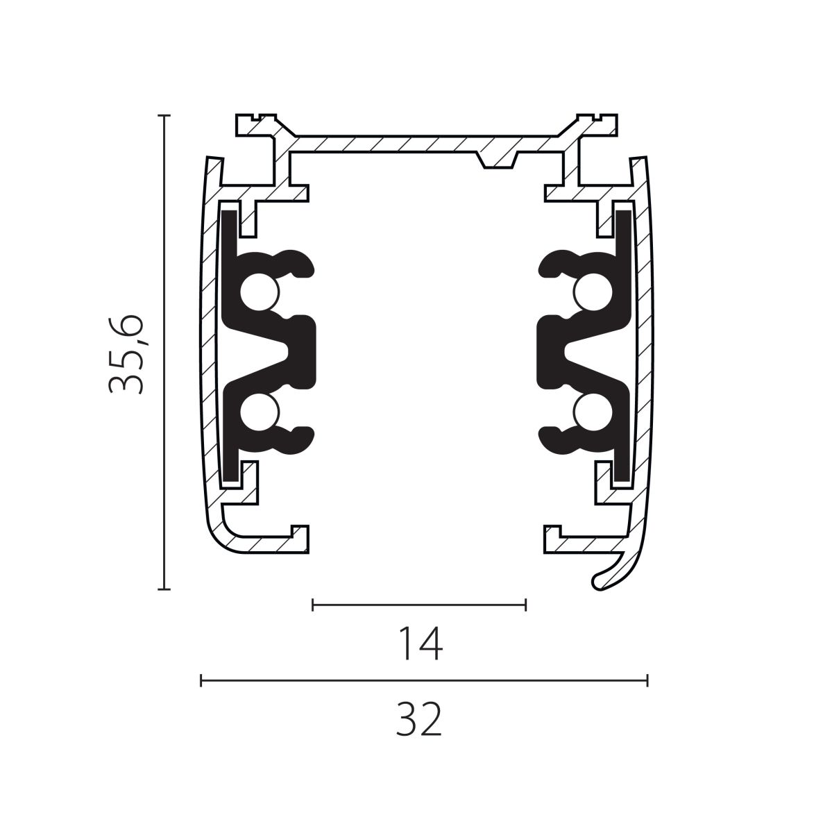 Шинопровод четырехконтактный трехфазный стыковочными пазами (круглые медные жилы), 2м Lightstar Quattro 504028-R в Санкт-Петербурге