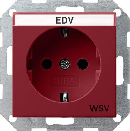 Розетка Gira System 55 Schuko WSV с/з 16A 250V безвинтовой зажим красный 047402 в Санкт-Петербурге