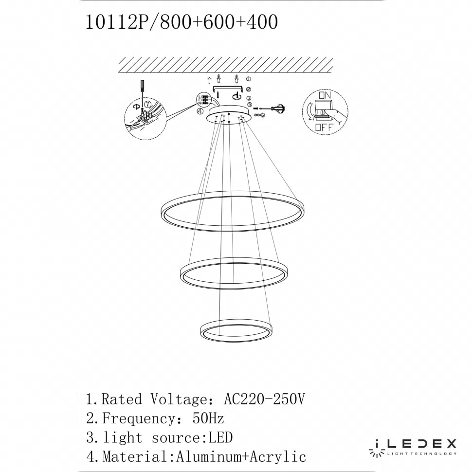 Подвесная люстра iLedex Axis 10112P/3-63W-3000K (8/6/4) BR в Санкт-Петербурге