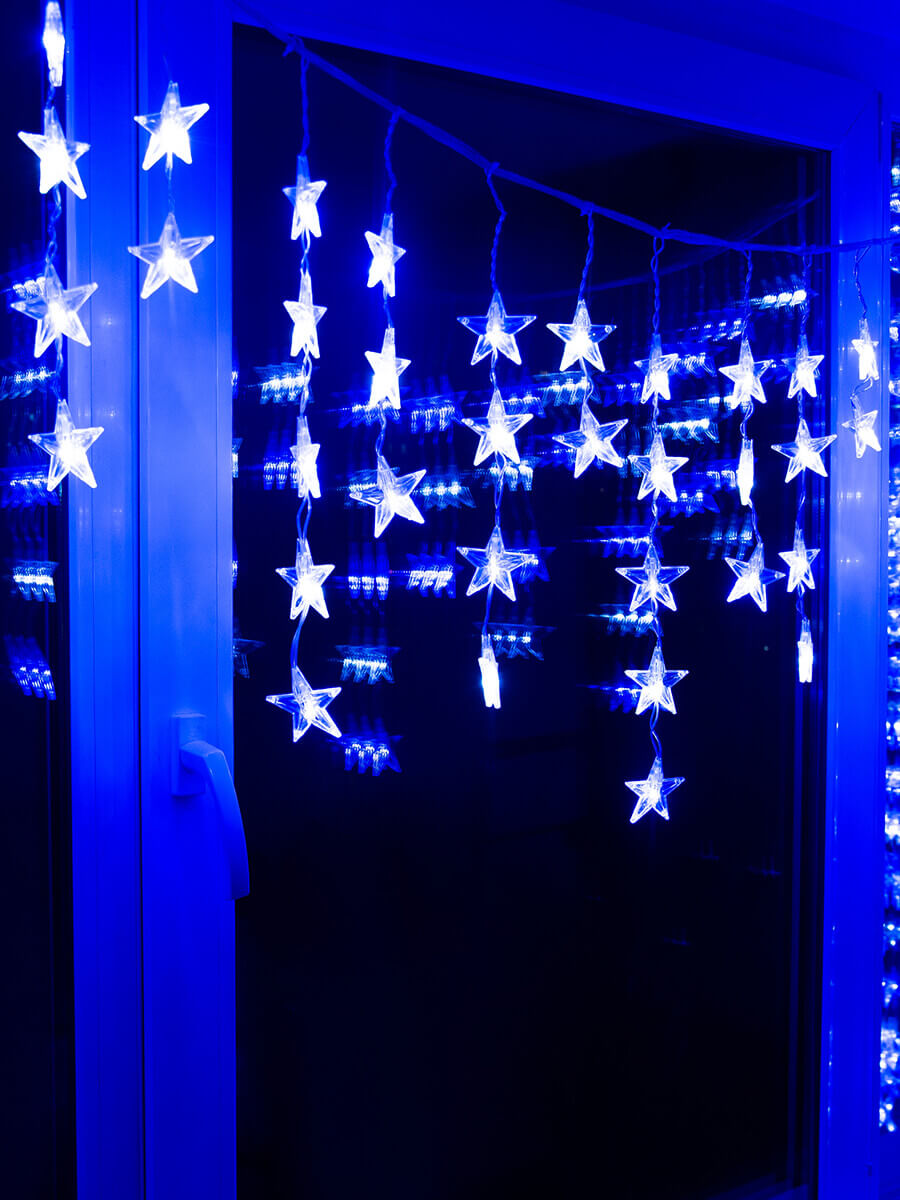 Светодиодная гирлянда (UL-00001410) Uniel занавес 220V белый ULD-E5505-196/DTK WHITE-BLUE IP20 STARS-1 в Санкт-Петербурге