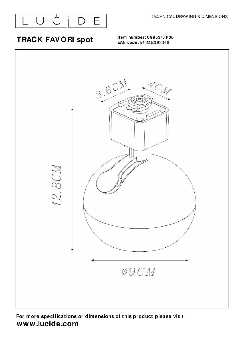 Трековый светильник Lucide Track favori spot 09953/01/30 в Санкт-Петербурге