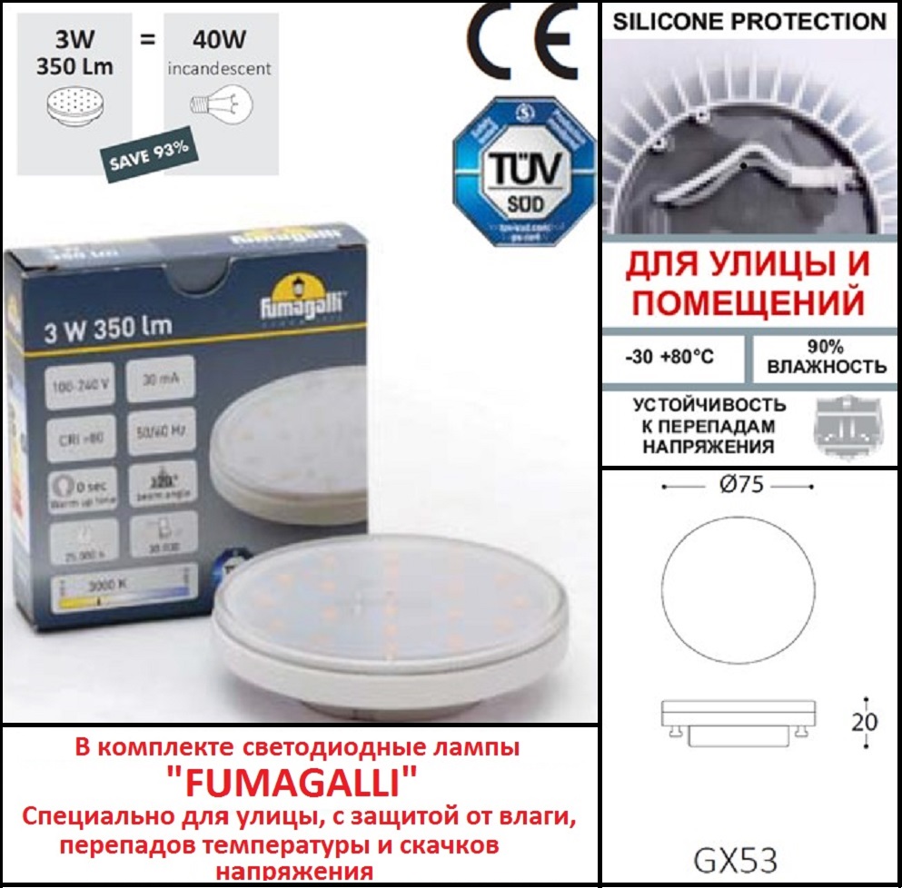 Светильник для подсветки лестниц Fumagalli Leti 3C2.000.000.WYG1L в Санкт-Петербурге