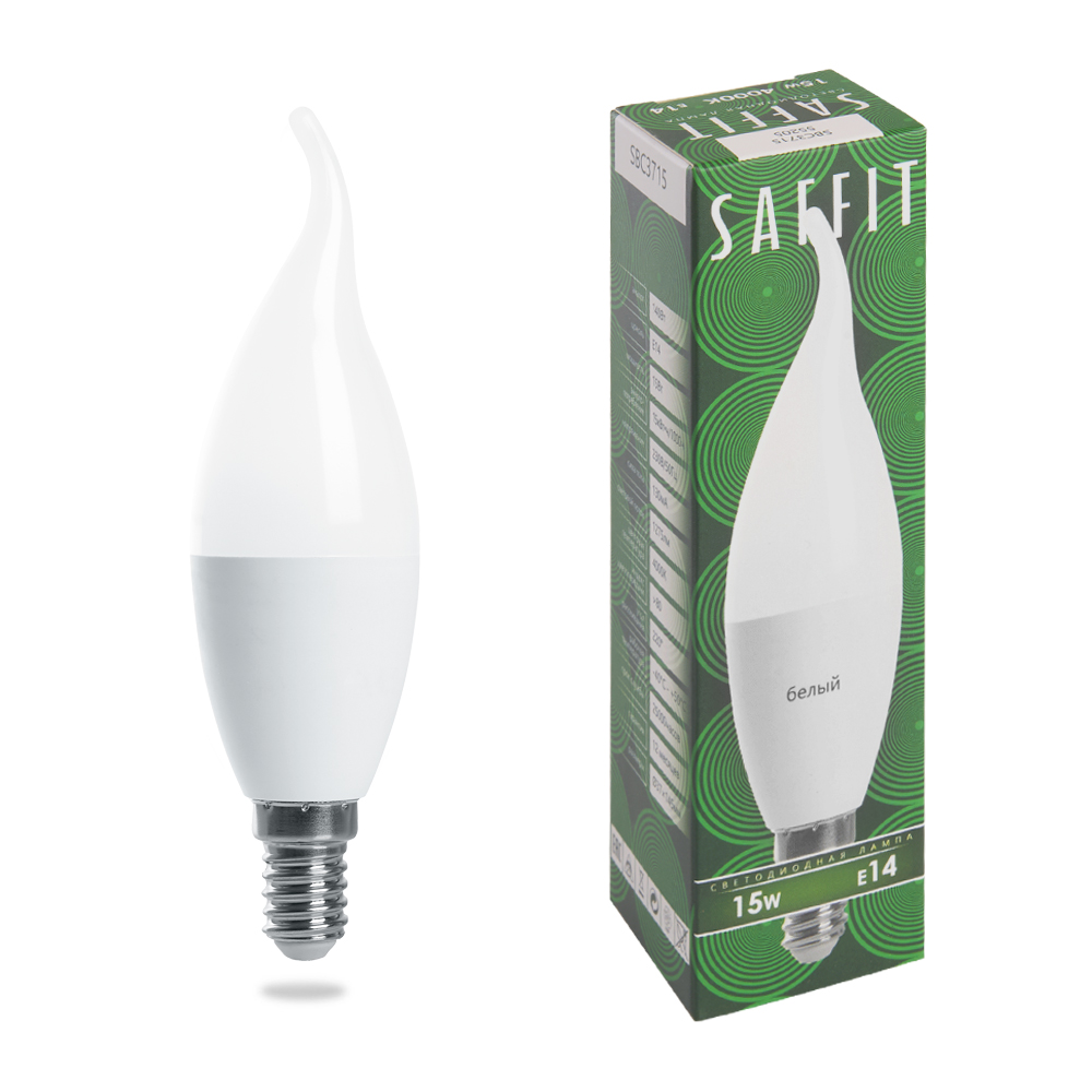 Лампа светодиодная Saffit SBC3715 Свеча на ветру E14 15W 4000K 55205 в Санкт-Петербурге