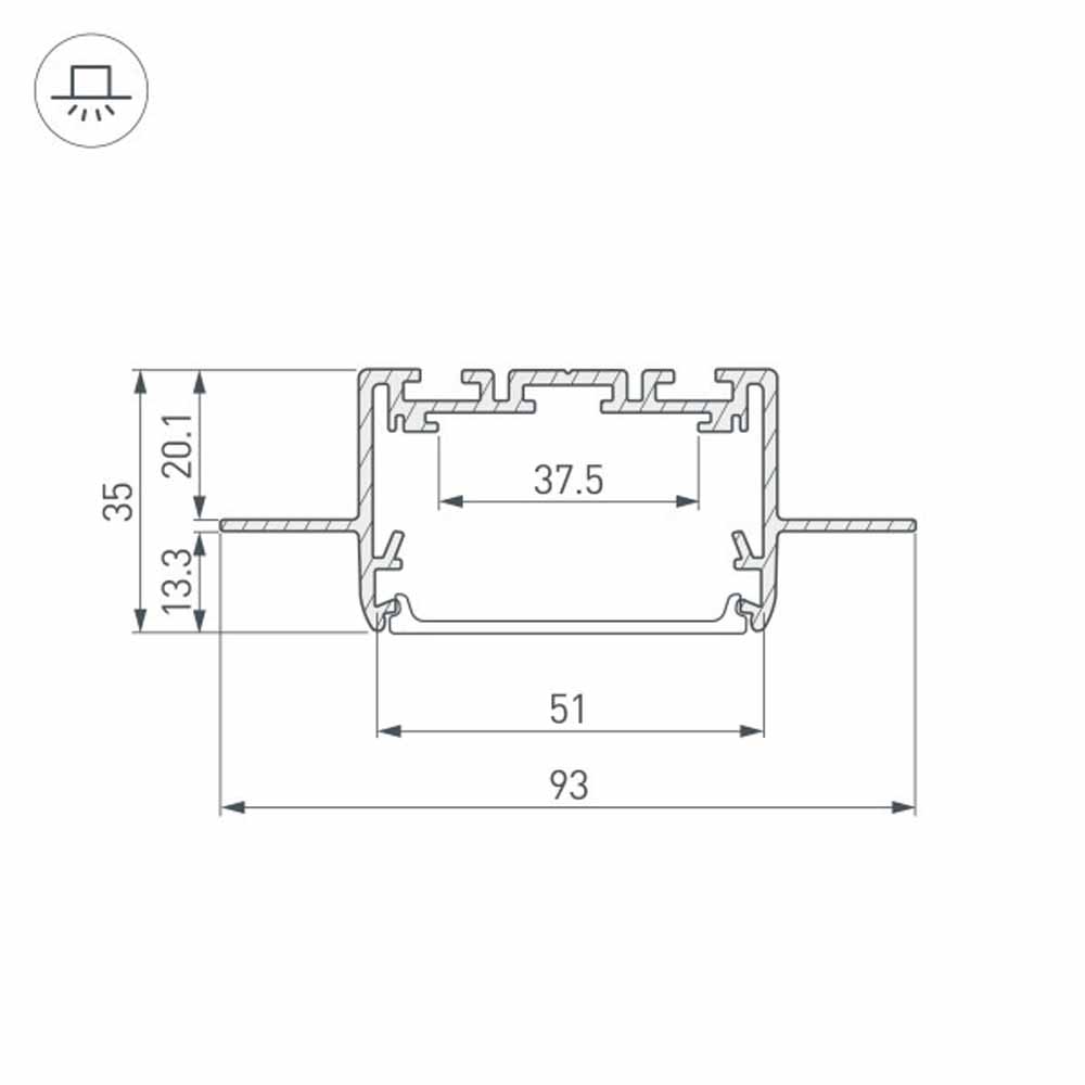 Алюминиевый профиль Arlight SL-Linia55-Fantom-2500 Anod 035650 в Санкт-Петербурге