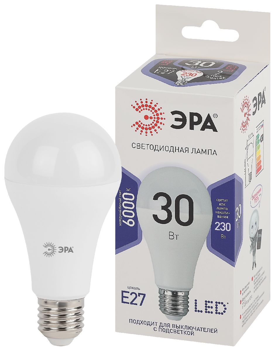 Лампа светодиодная Эра E27 30W 6000K LED A65-30W-860-E27 Б0048017 в Санкт-Петербурге