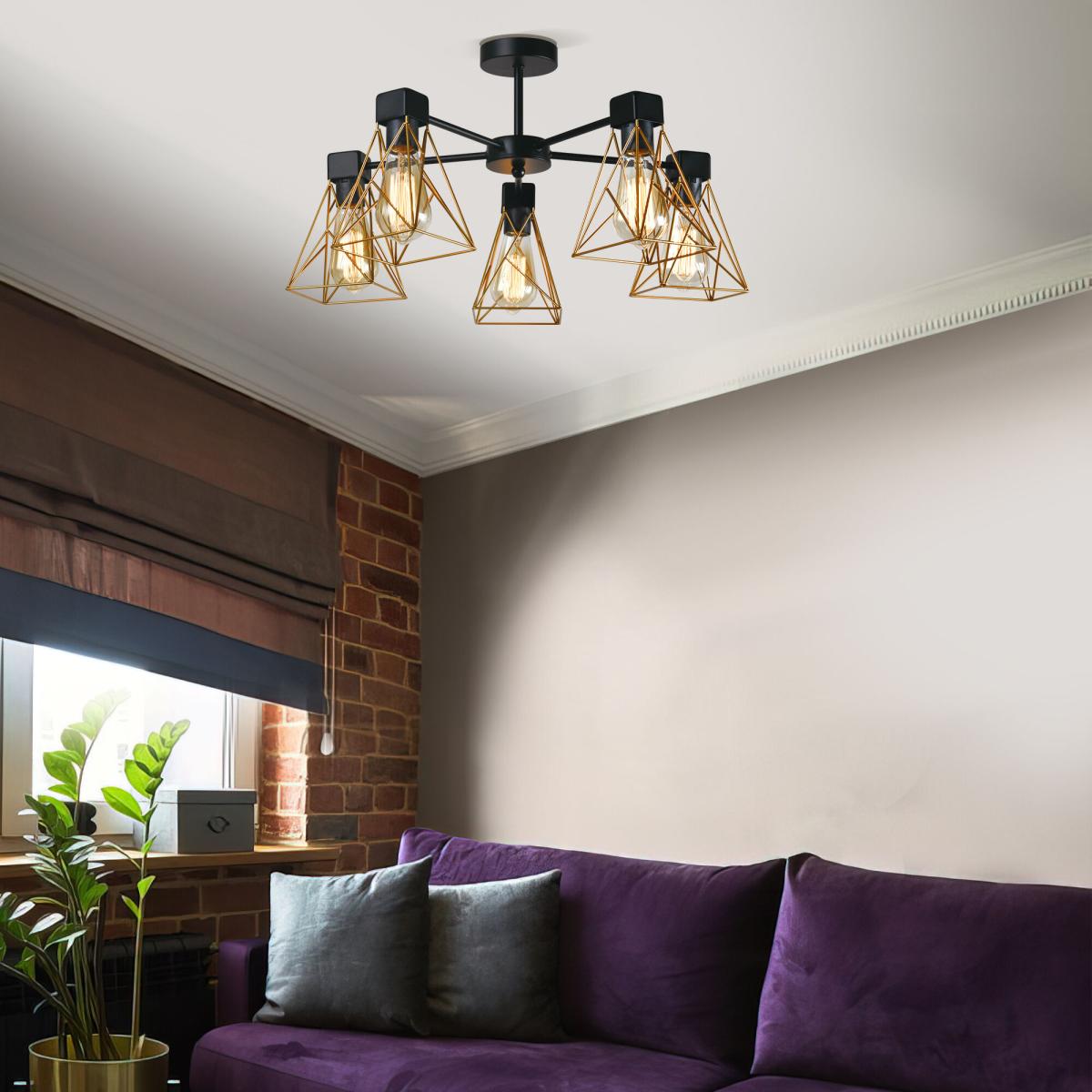 Люстра на штанге Eurosvet Trappola 70107/5 черный/латунь a061402 в Санкт-Петербурге