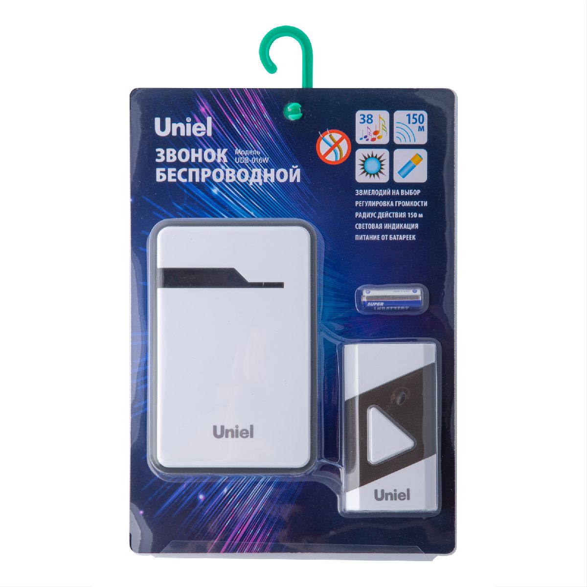 Беспроводной звонок Uniel UDB-016W-R1T1-38S-150M-WH/BL UL-00011371 в Санкт-Петербурге