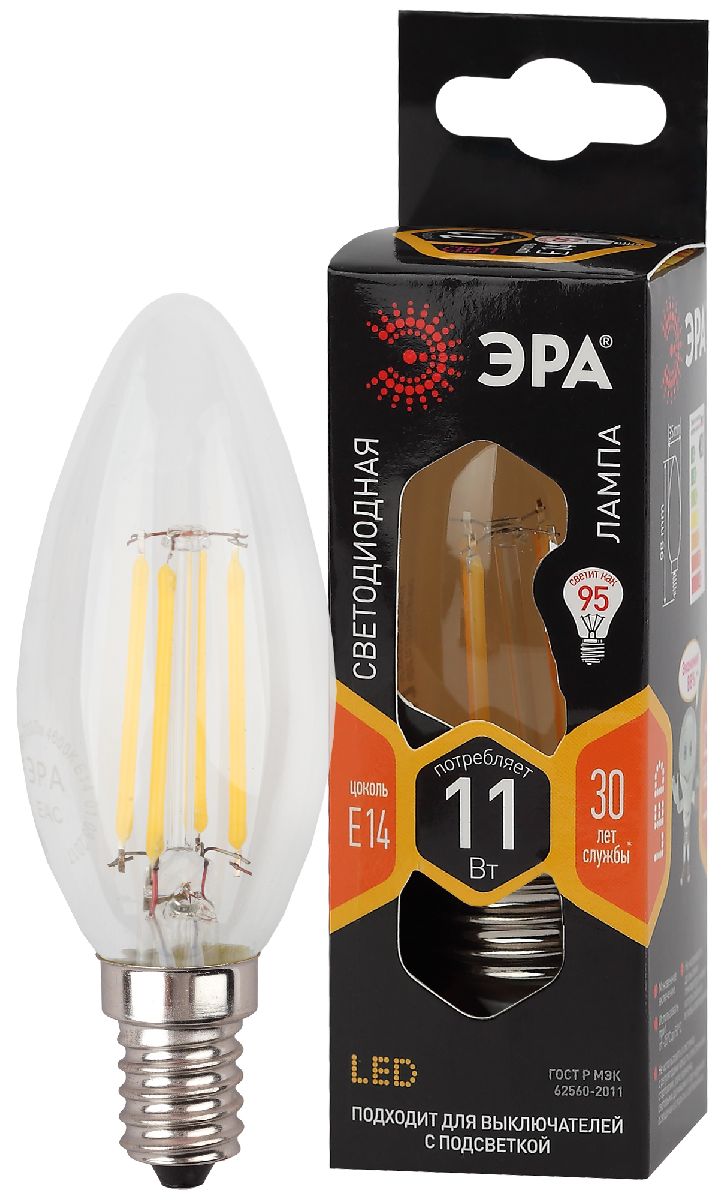 Лампа светодиодная Эра E14 11W 2700K F-LED B35-11w-827-E14 Б0046985 в #REGION_NAME_DECLINE_PP#