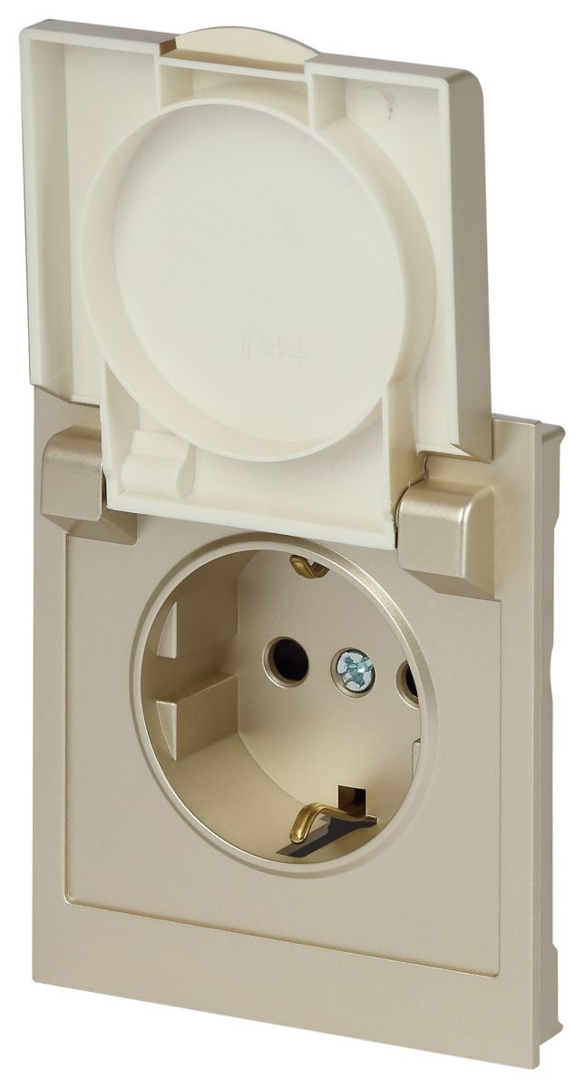 Розетка Эра Arktik 16-2103-04 с заземлением 2P+E Schuko со шторками с крышкой 16А-250В шампань Б0070437 в Санкт-Петербурге