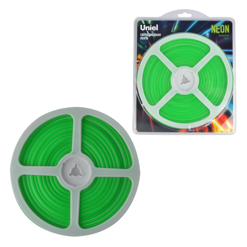 Светодиодная лента Uniel ULS-N01-2835-120LED/m-6mm-IP67-DC12V-9W/m-5M-GREEN блистер в Санкт-Петербурге