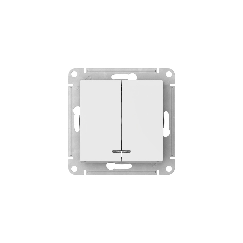 Выключатель 2-клавишный с подсвет.,сх.5а, 10АХ, Systeme Electric AtlasDesign Белый ATN000153S в Санкт-Петербурге