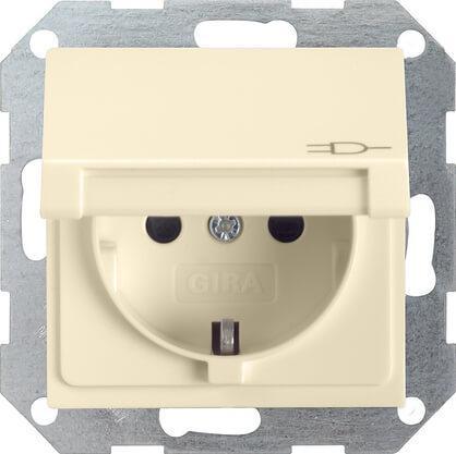 Розетка Gira System 55 Schuko с/з со шторками крышкой 16A 250V безвинтовой зажим кремовый  глянцевый 041401 в Санкт-Петербурге