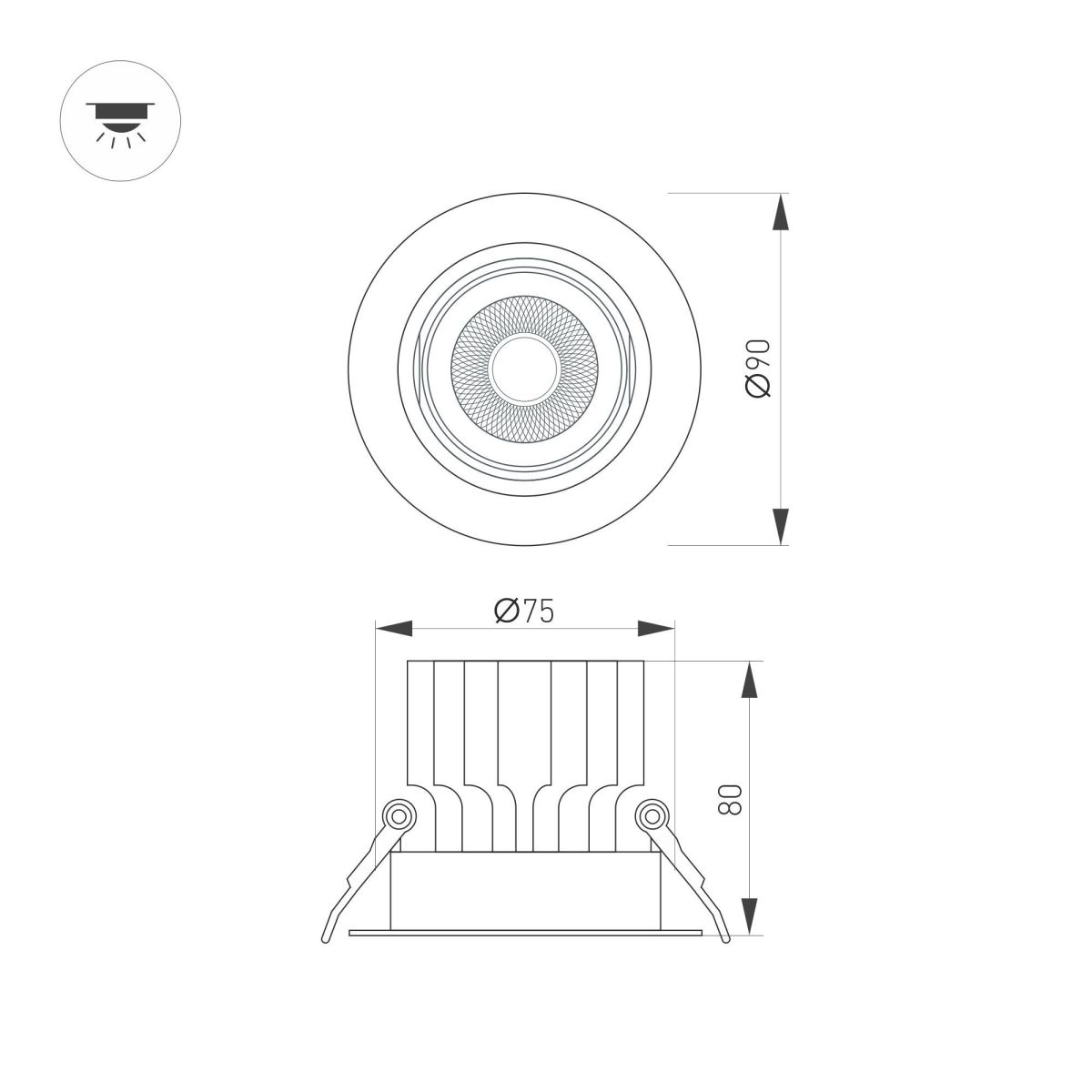 Встраиваемый светильник Arlight MS-VORTEX-BUILT-R90-12W Day4000 (BK-BK, 20 deg, 230V) 058425 в Санкт-Петербурге