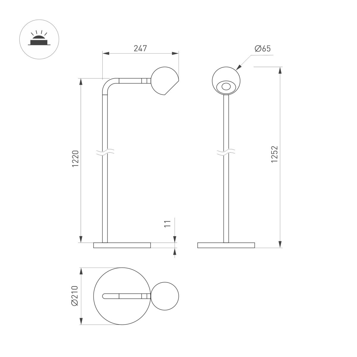 Торшер Arlight SP-OTTORI-FLOOR-6W Warm3000 (BR, 30 deg, 230V) (IP20 Металл) 058485 в Санкт-Петербурге
