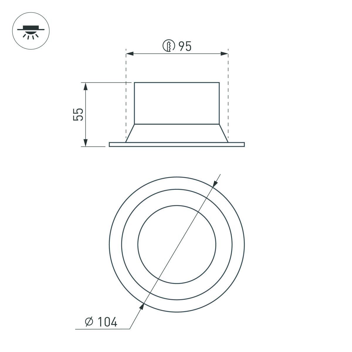 Встраиваемый светильник даунлайт Arlight MS-BREEZE-BUILT-R104-12W Warm2700 (BK, 85 deg, 230V) (IP20 Металл) 054716 в Санкт-Петербурге