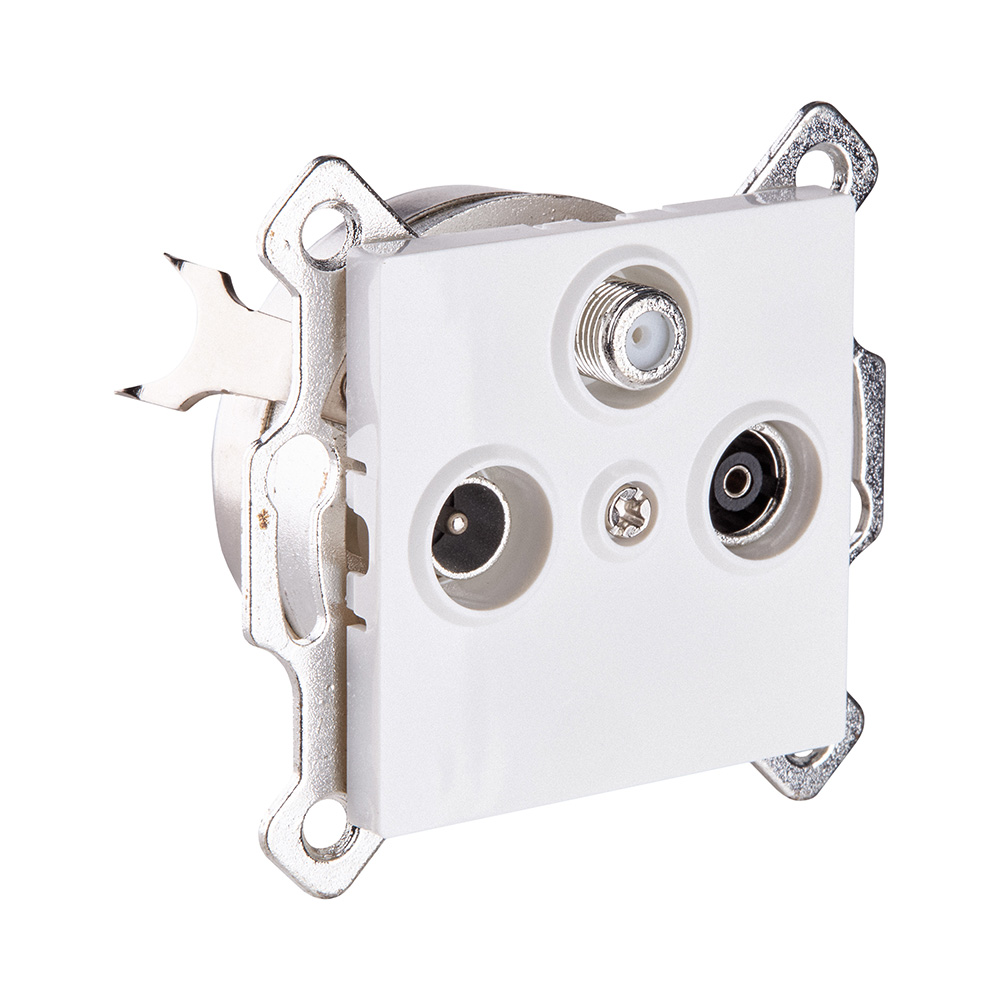 Розетка тройная TV (мама) + TV (папа) + спутниковая SAT, белый Kollinger REA-036WH для Aspekt, Eleganz, Reflex в #REGION_NAME_DECLINE_PP#