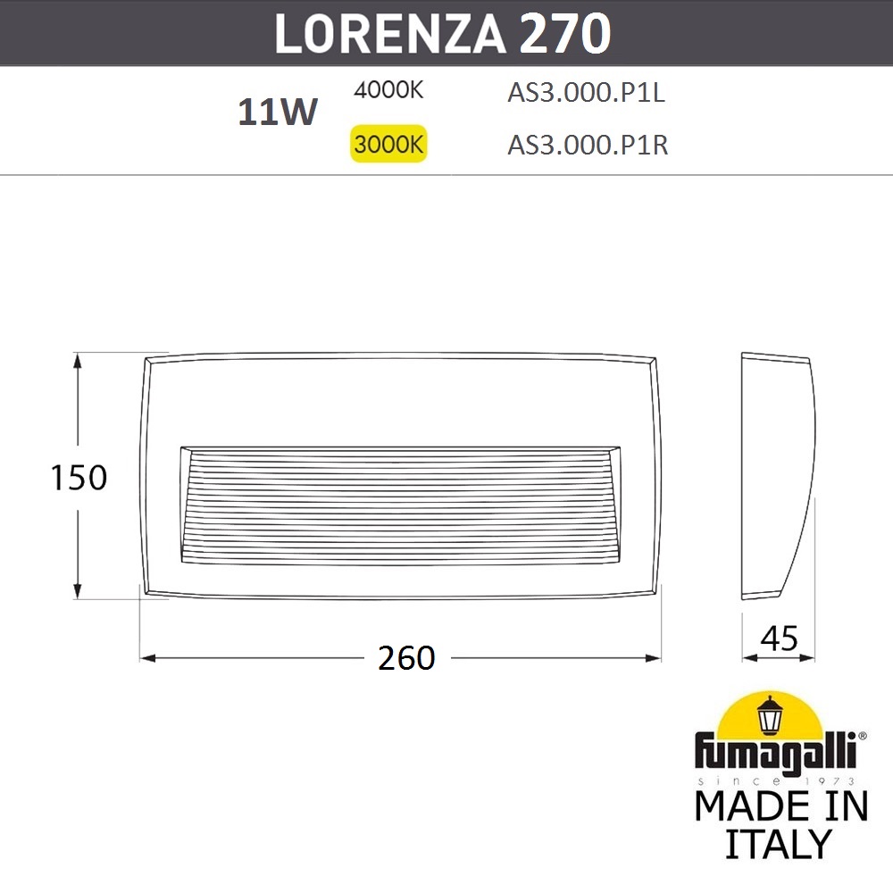 Светильник для подсветки лестниц Fumagalli Lorenza AS3.000.000.BXP1L в Санкт-Петербурге