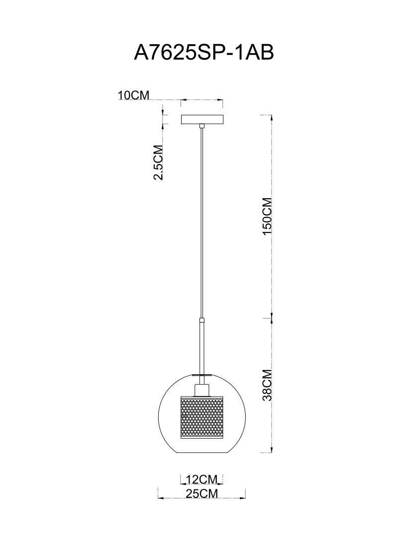 Подвесной светильник Arte Lamp Manchester A7625SP-1AB в #REGION_NAME_DECLINE_PP#