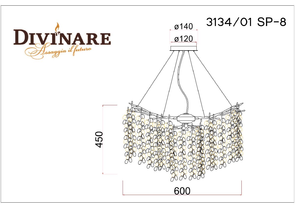 Подвесная люстра Divinare Salice 3134/01 SP-8 в Санкт-Петербурге